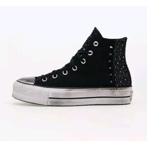 Converse Chuck Taylor All Star Lift High Top Studded Black Silver 7 Punk Style